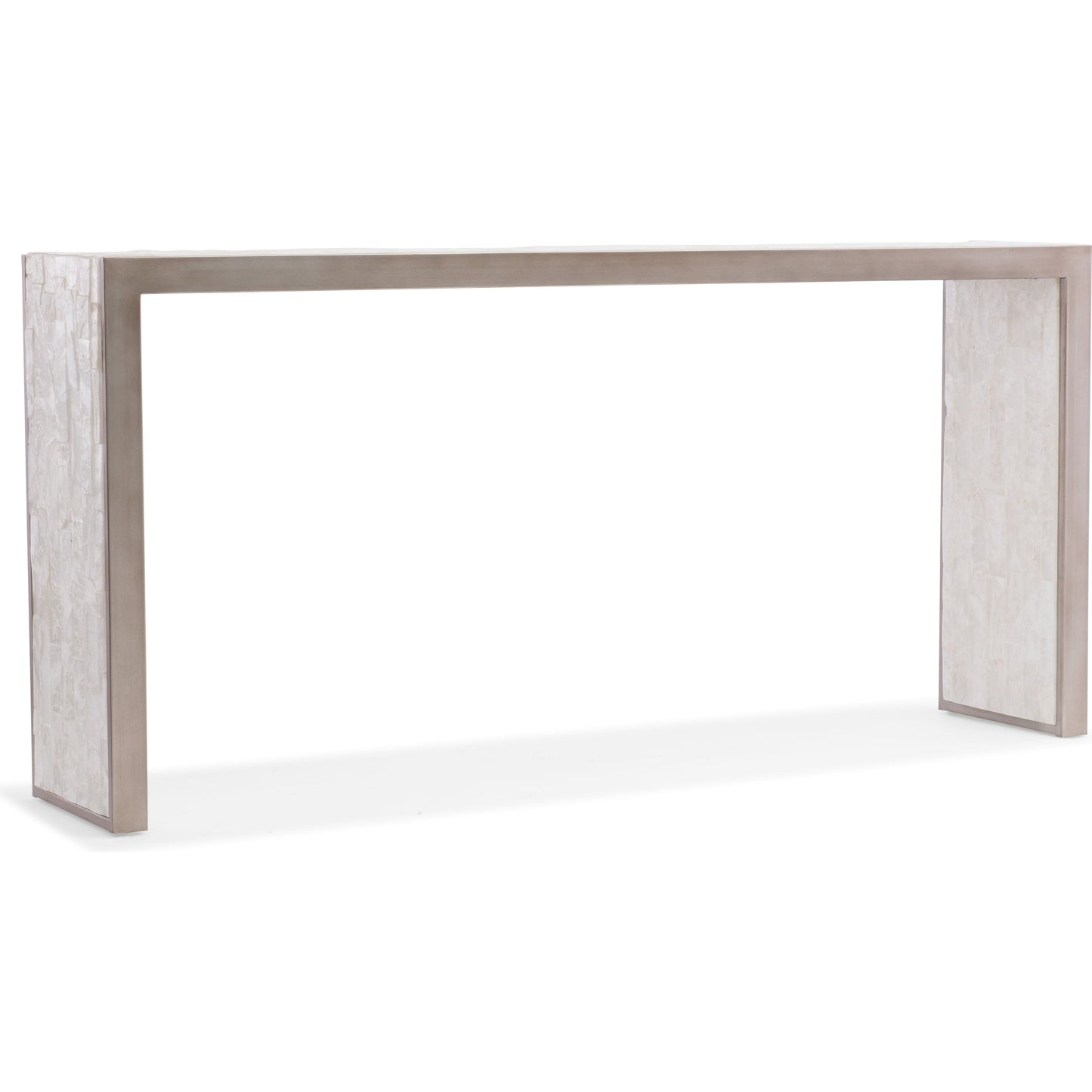 001 SI-1749196 | Primary Silo | Emma Console Table by Hooker Furniture in silver leaf. Made from faux silver leaf on metal with selenite top in a modern style.