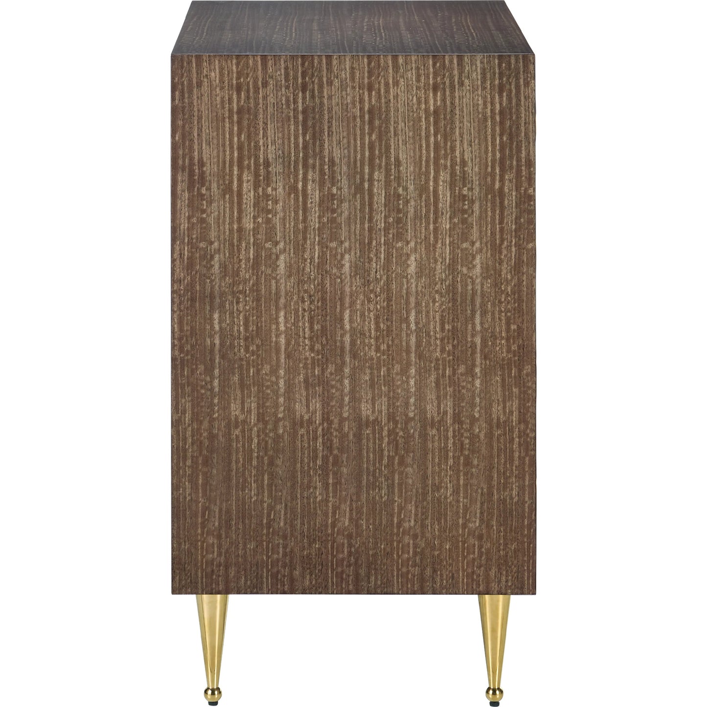 006 SI-2191692 | Additional Silo | Colette Chest by Currey and Company in tawny brown, polished brass, mirror, rose. Made from figured eucalyptus, stainless steel, glass, faux velvet in a modern style.