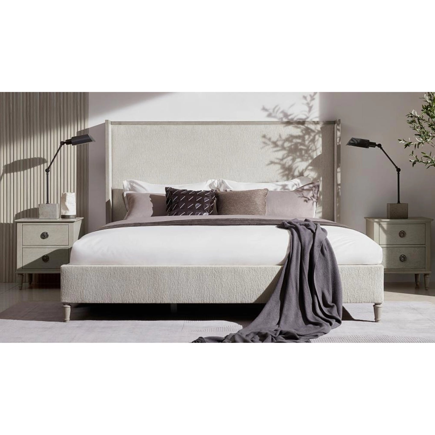 012 SI-2130651,SI-2130652 | Lifestyle | Zest Wing Back Bed by Zest in cream. Made from rubberwood, fabric in a modern style.