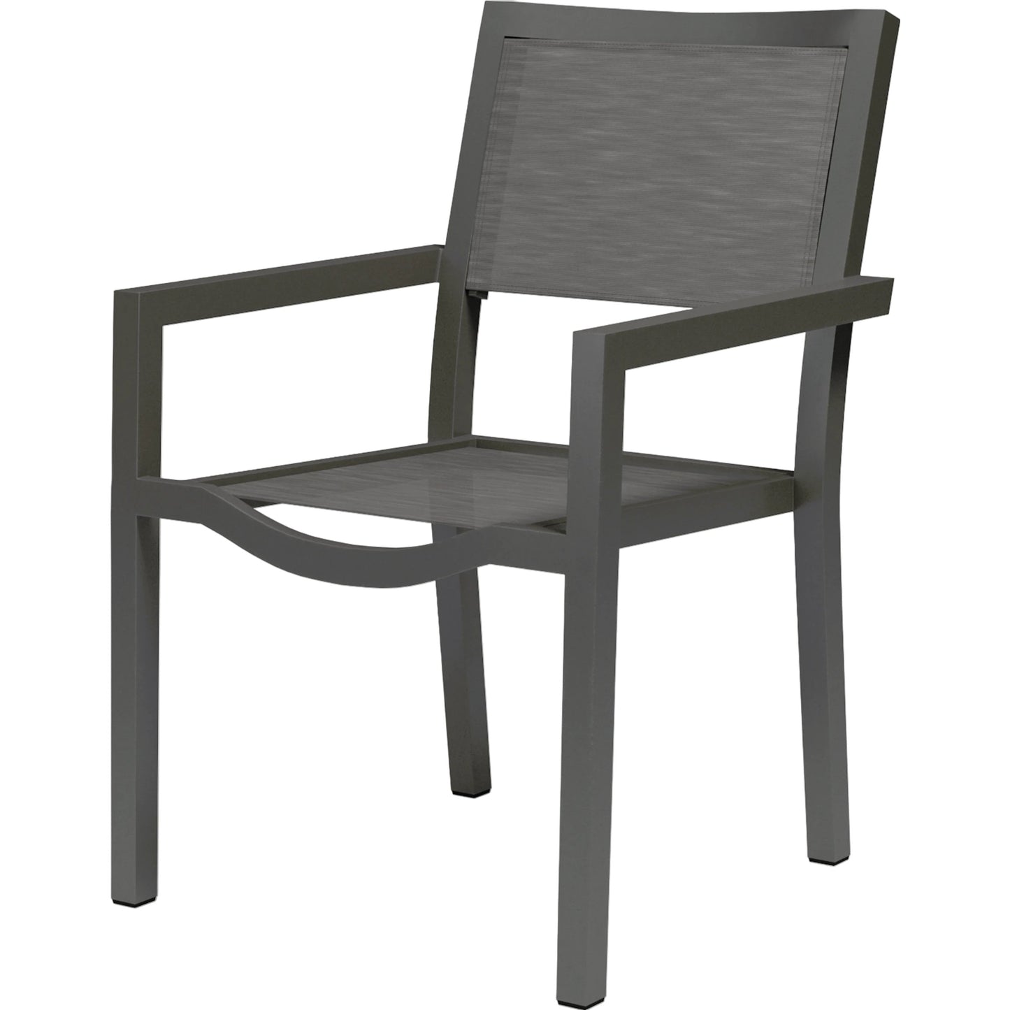 001 SI-2166670 | Primary Silo | Vegas Outdoor Stackable Sling Dining Chair by Sunset West in graphite. Made from aluminum in a modern style.