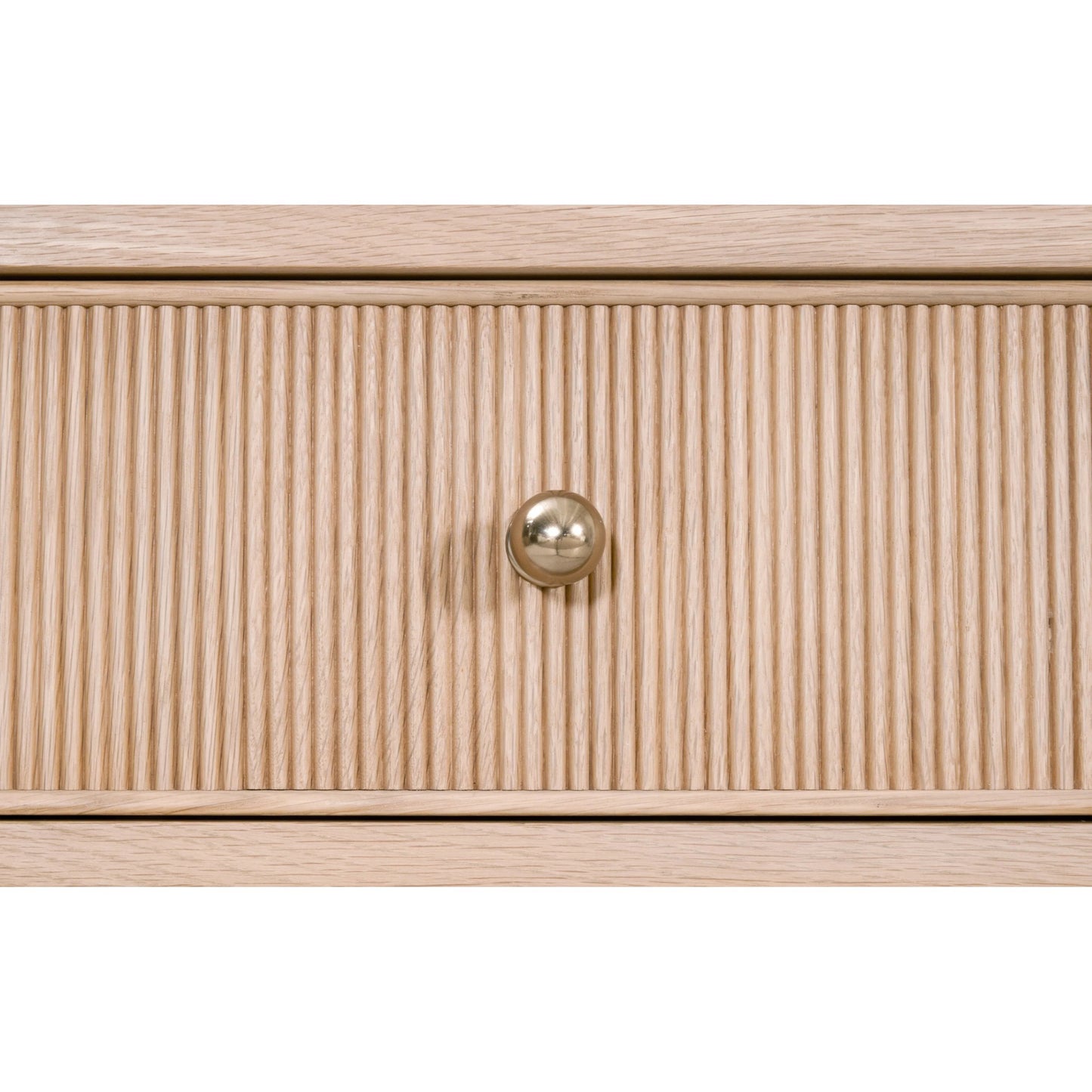 003 SI-2329414 | Closeup | Highland Console Table by Essentials For Living in natural oak. Made from solid oak wood, mdf, oak veneer, iron in a transitional style.