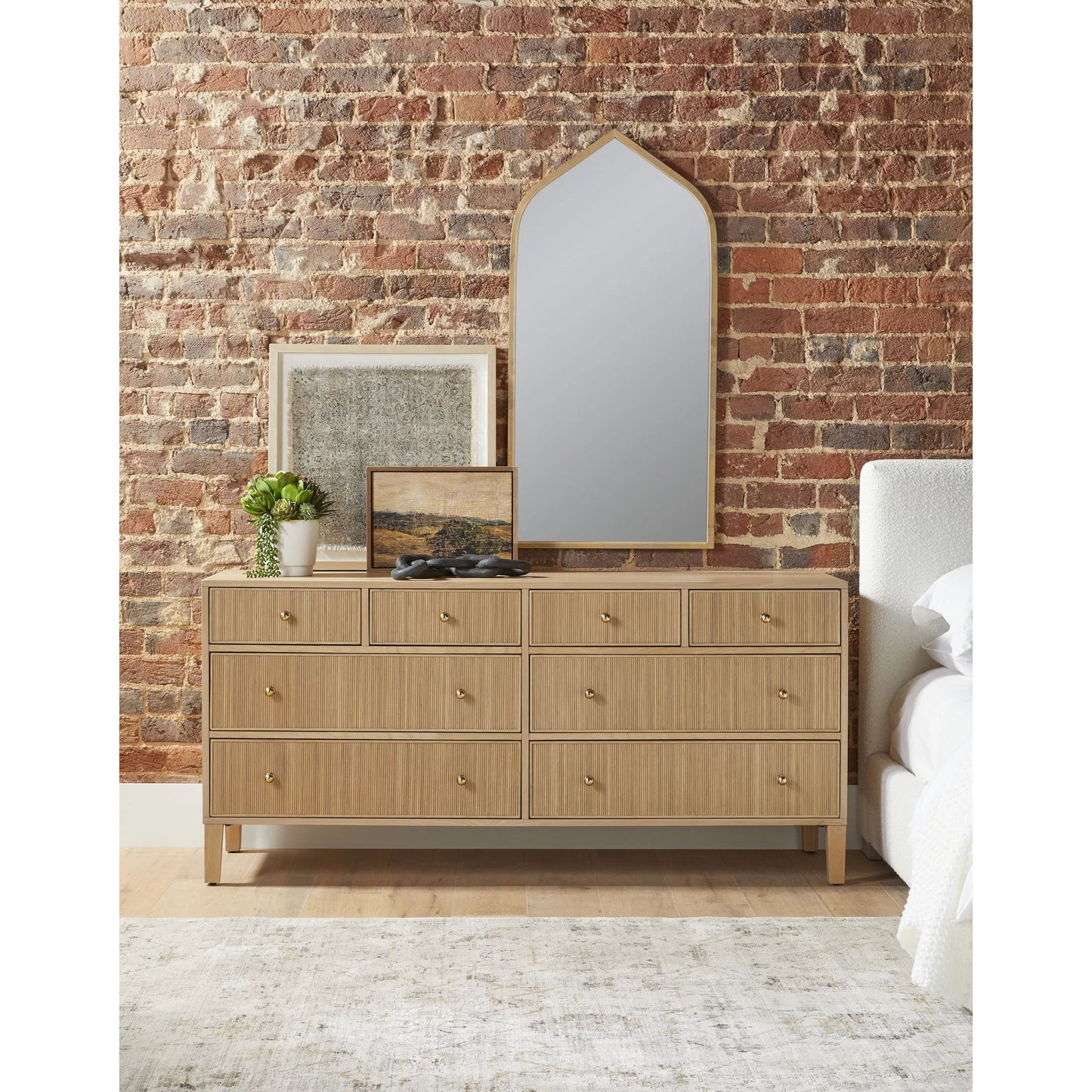 003 SI-2138248 | Lifestyle | Highland Double Dresser by Essentials For Living in natural oak. Made from solid oak wood, oak veneer, iron, felt in a cottage & farmhouse style.