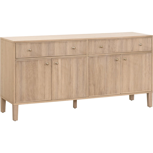 Highland Media Sideboard by Essentials For Living in natural oak. Made from solid oak wood, oak veneer, iron, felt in a transitional style.