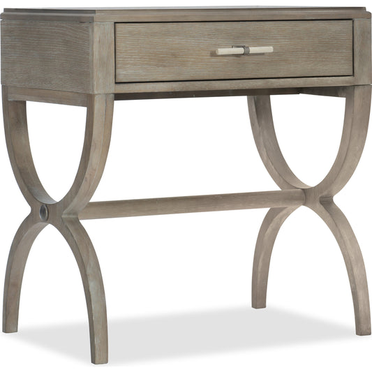 Affinity Nightstand by Hooker Furniture in greige. Made from oak veneers in a coastal style.