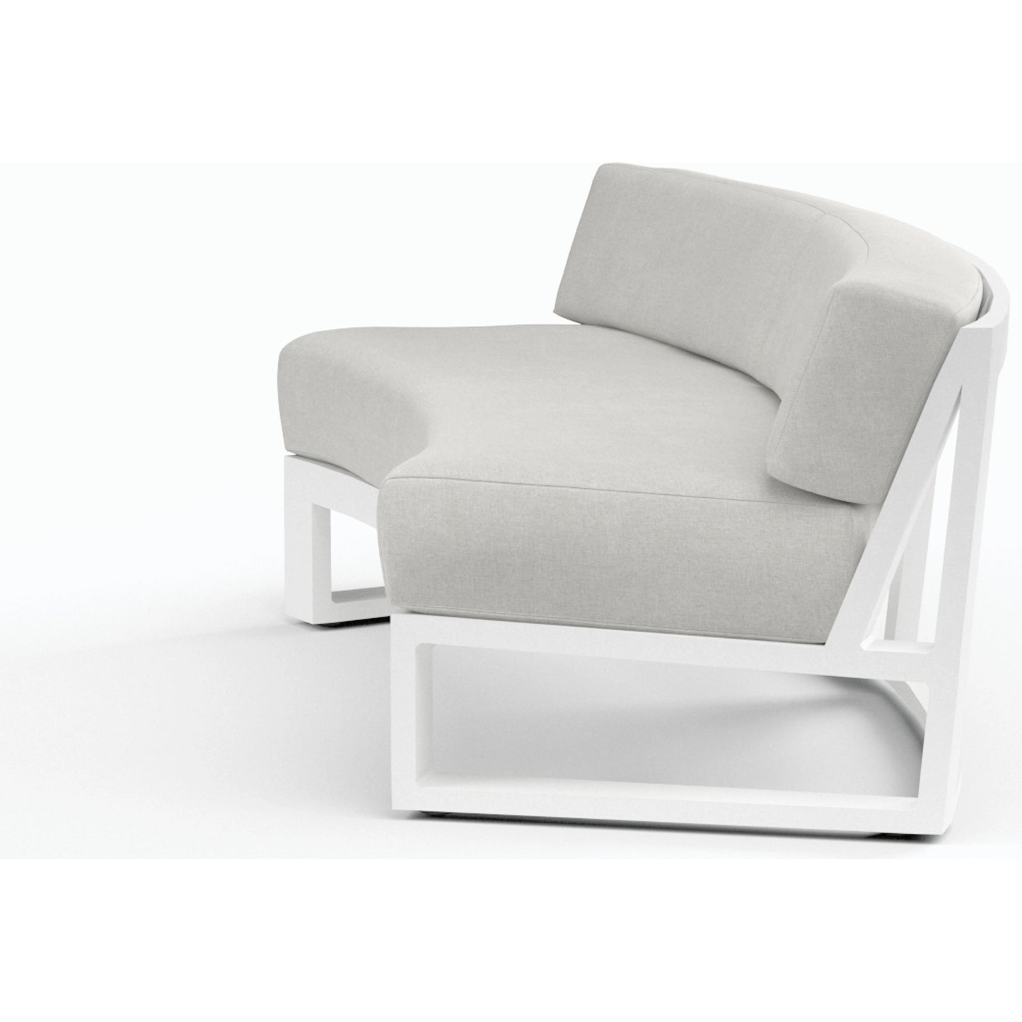 006 SI-2167144 | Additional Silo | Newport Outdoor Curved Sofa by Sunset West in frost. Made from aluminum in a modern style.