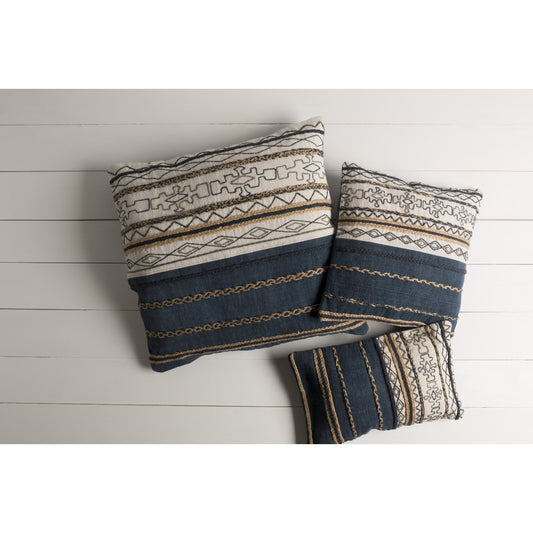 Holston Pillow - 13555 by Surya in blue, gray. Made from 100% cotton in a rustic style.