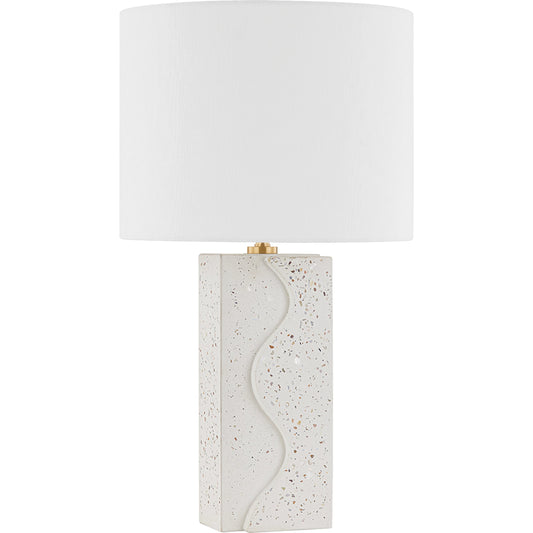 Cort Table Lamp by Mitzi in aged brass. Made from cement in a modern style.