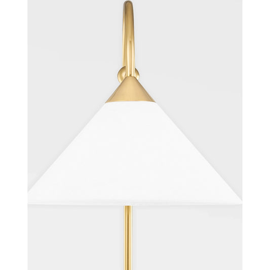 Sang Floor Lamp by Mitzi in aged brass. Made from steel in a modern style.
