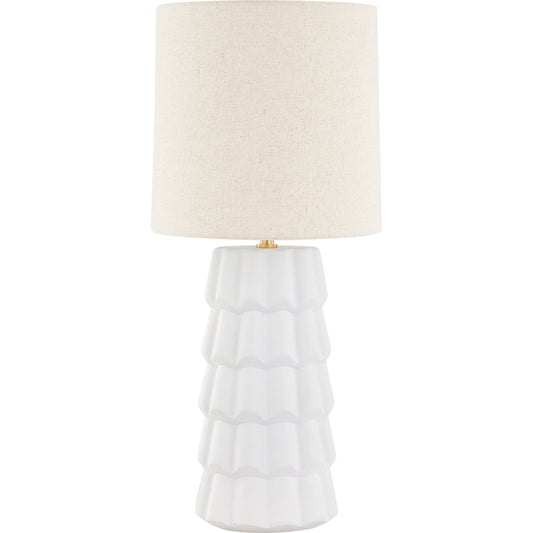 Maisie Table Lamp by Mitzi in aged brass. Made from ceramic in a modern style.