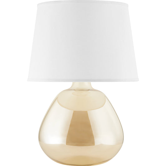 Thea Table Lamp by Mitzi in aged brass. Made from glass in a modern style.