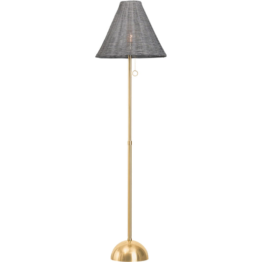 Destiny Floor Lamp by Mitzi in aged brass. Made from steel in a rustic style.