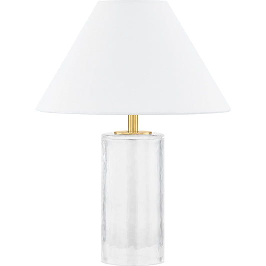 Mandy Table Lamp by Mitzi in aged brass. Made from glass in a transitional style.