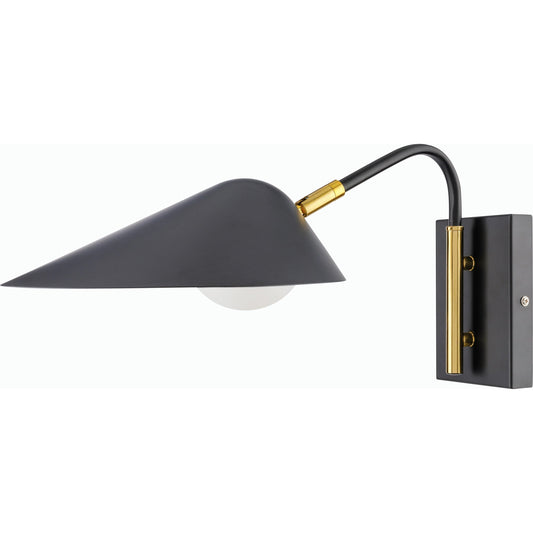 Hallas Wall Sconce - 532950 by Livabliss in fixture: black, shade (outside): black, shade (inside): white, cord: black and paintedmetallicpaintedpainted. Made from iron, metal in a modern style.