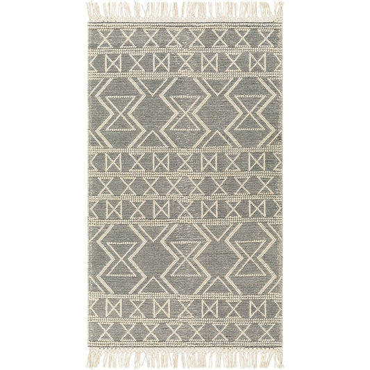 001 SI-1882557,SI-1882559,SI-1882560,SI-1882561,SI-1882562,SI-1882563,SI-1882564 | Primary Silo | Hemingway HMG-2307 Rug by Livabliss in ivory, black. Made from 60% wool, 40% polyester in a unique style.