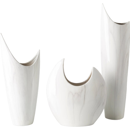 Hamilton - 19982 (Set of 3) by Livabliss in white and marbled. Made from ceramic in a modern style.