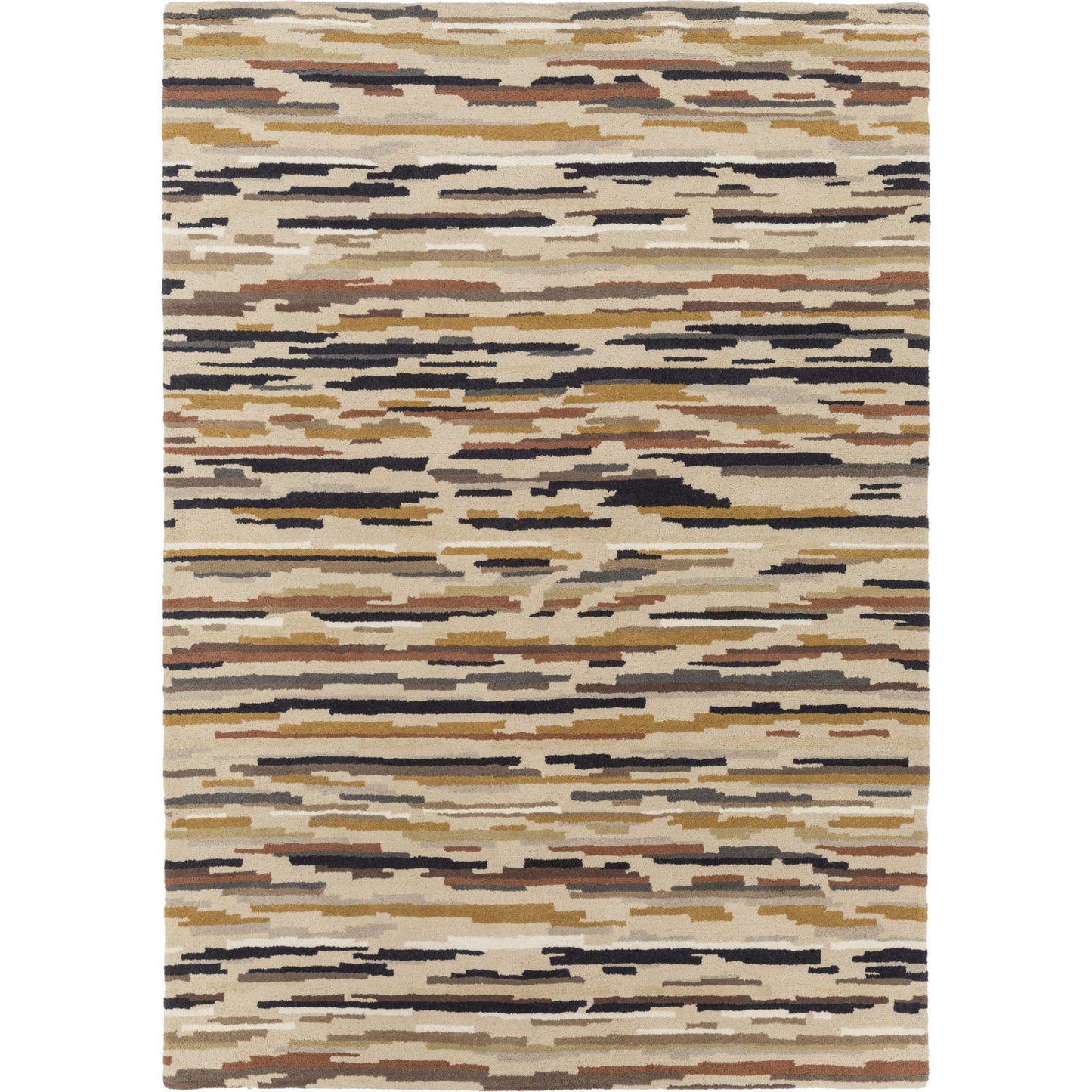 001 79316-12641 | Primary Silo | HQL-8037 Rug by Surya in light beige, black, dark brown, brown, tan, medium gray. Made from 100% new zealand wool in a unique style.