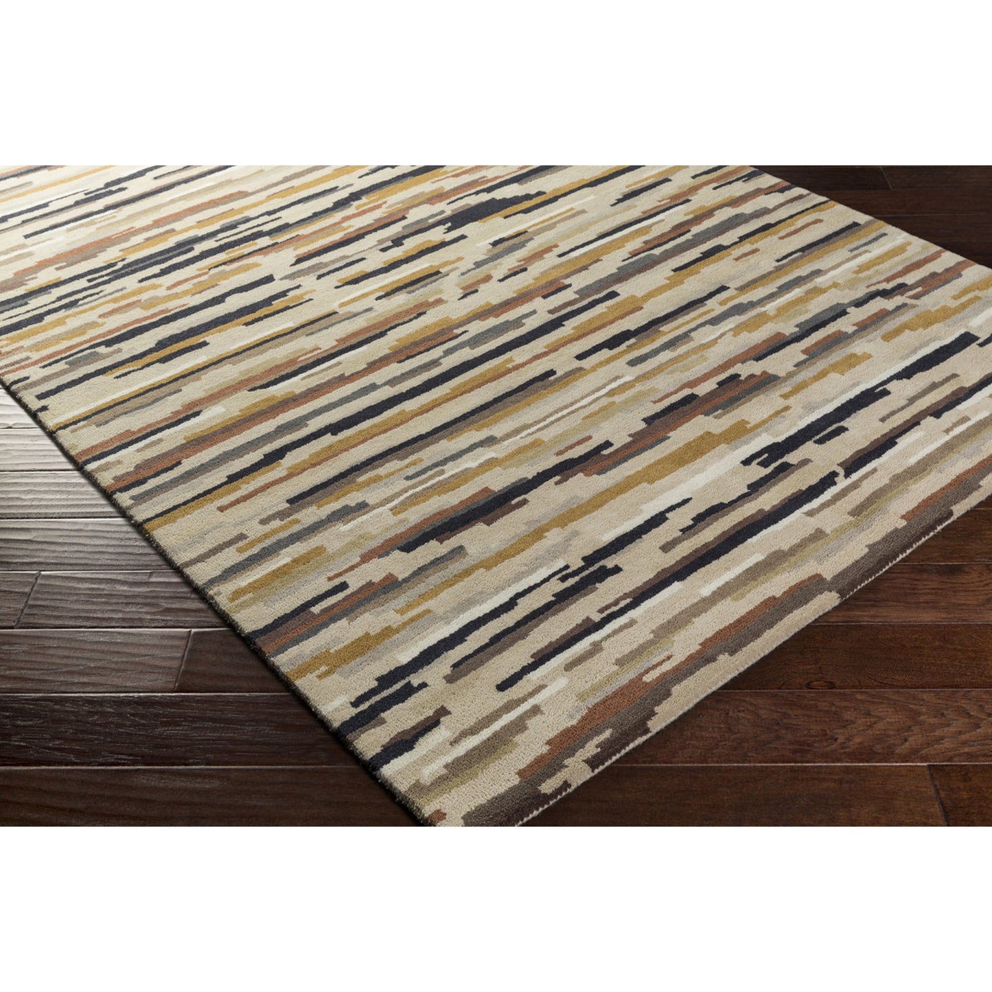 002 79316-12641 | Closeup | HQL-8037 Rug by Surya in light beige, black, dark brown, brown, tan, medium gray. Made from 100% new zealand wool in a unique style.