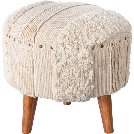 001 SI-1922342 | Primary Silo | Haarlem Stool - 32548 by Livabliss in base: brown and lacquered. Made from top: 100% cotton, fill: 90% foam, fill: 10% polyester, polyfill, base: wood in a traditional style.