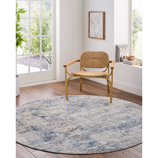 Hassler Rug by Livabliss in taupe, light slate, mustard, dark blue, charcoal. Made from main: 50% polyester, main: 50% polypropylene in a modern style.