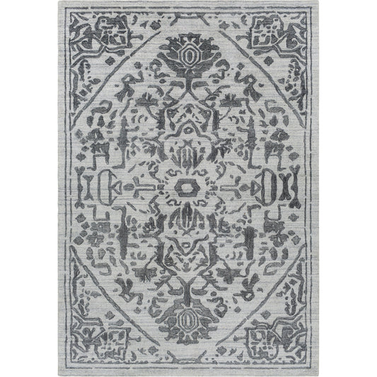 001 SI-1882630,SI-1882631,SI-1882632,SI-1882634 | Primary Silo | Hightower Rug - 26862 by Surya in light gray, black. Made from 100% viscose in a unique style.
