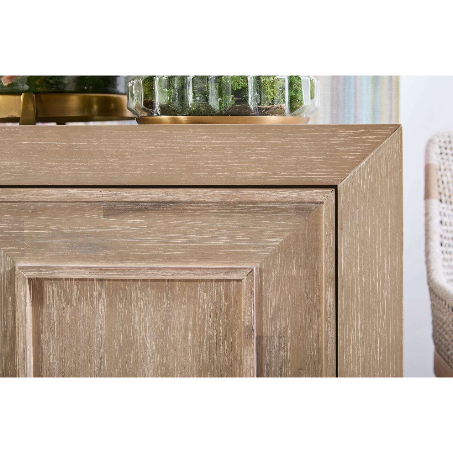 009 SI-2021717 | Closeup | Hunter Media Sideboard by Essentials For Living in natural gray acacia. Made from solid acacia wood, acacia veneer, mdf in a transitional style.