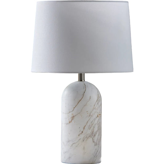 Huriel Accent Table Lamp 626570 by Surya in polishedplated. Made from marble, linen, iron in a modern style.