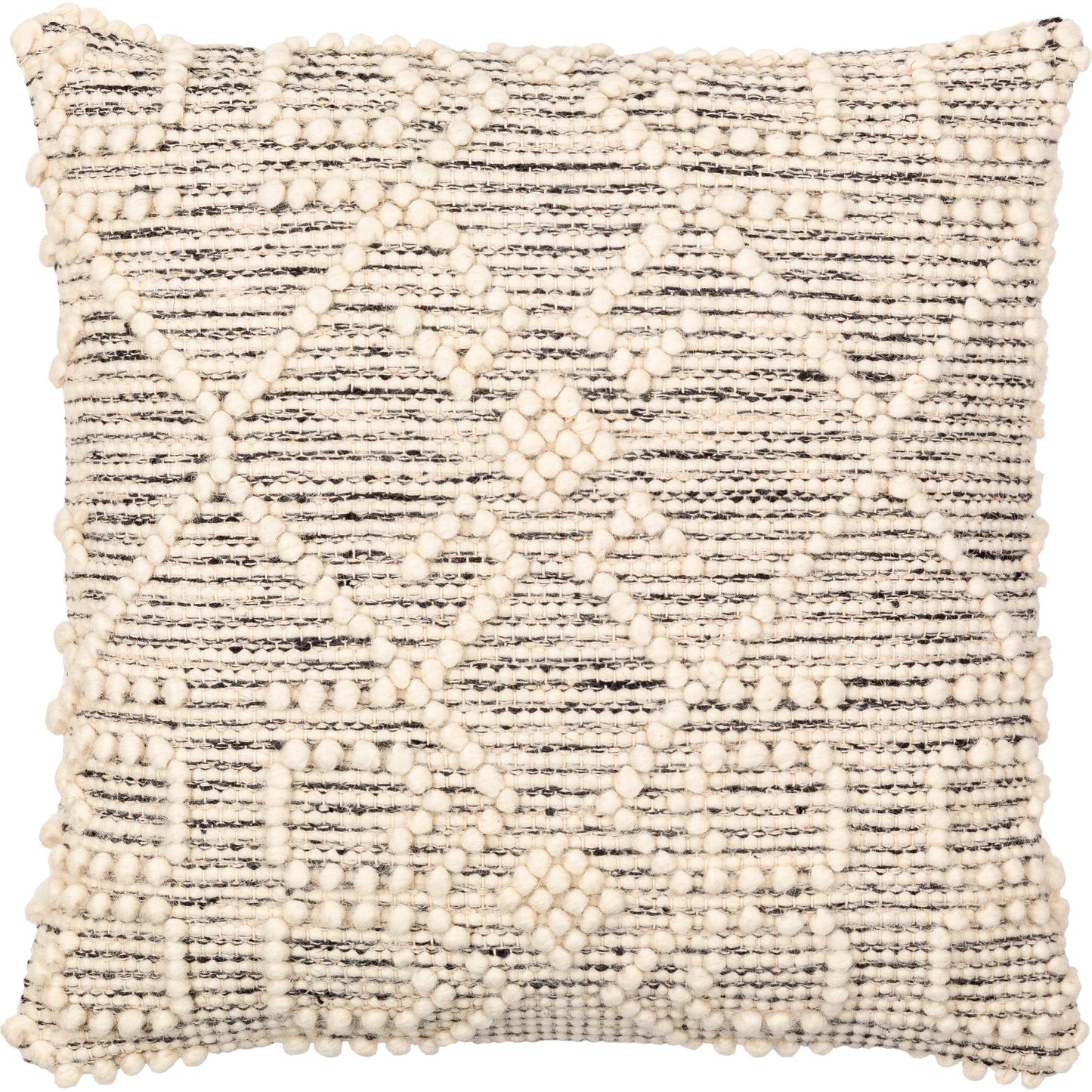 001 SI-1882679,SI-1882680 | Additional Silo | Hygge Pillow - 25994 by Livabliss in black, cream. Made from 40% cotton, 30% polyester, 30% wool, 100% cotton in a eclectic & global style.