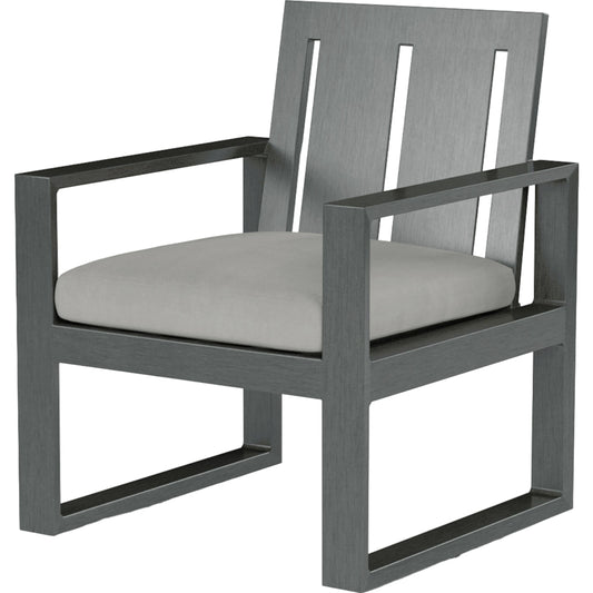 Redondo Outdoor Armless Dining Chair by Sunset West in slate. Made from aluminum in a modern style.