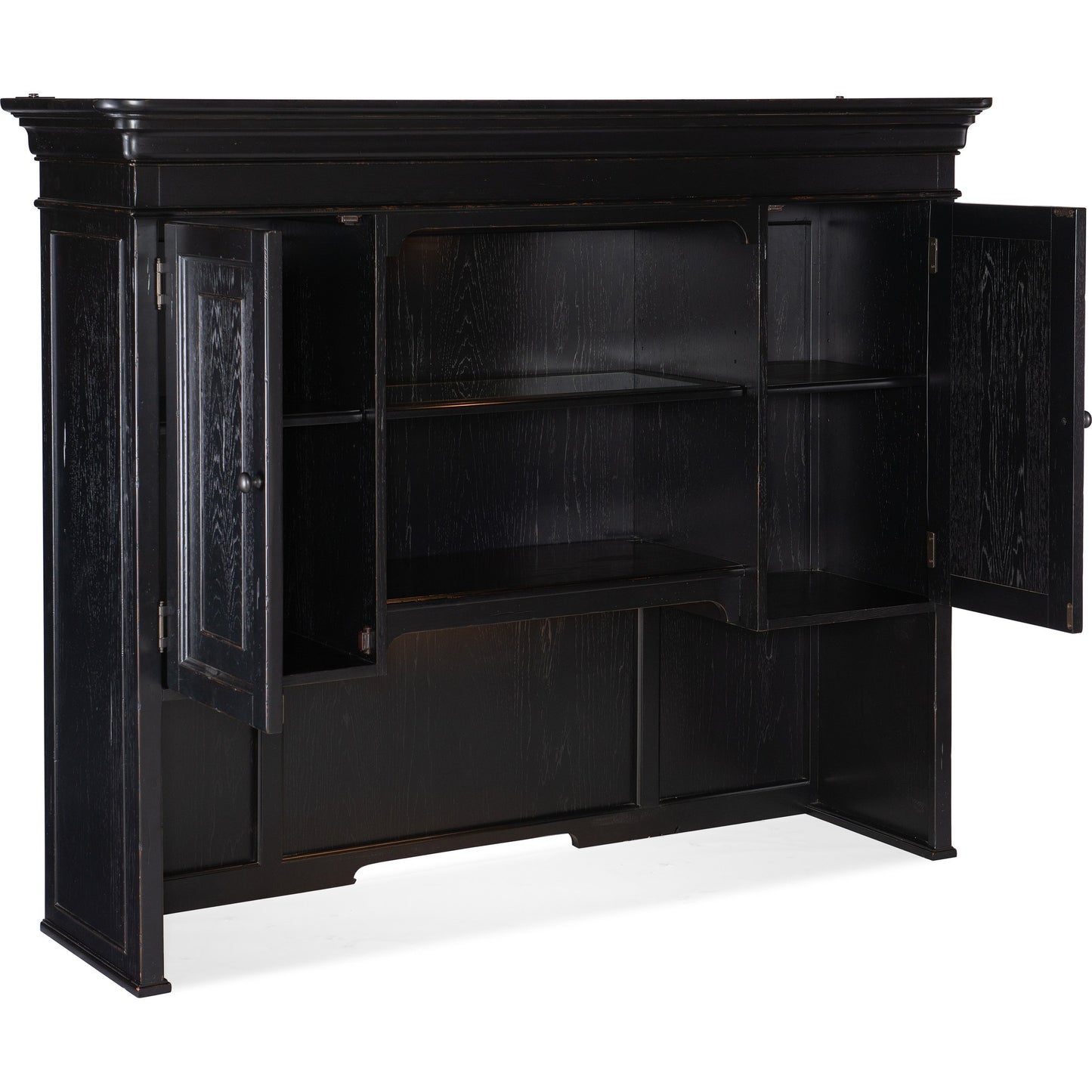 002 SI-1748466 | Additional Silo | Bristowe Credenza Hutch by Hooker Furniture in tuxedo black. Made from pecan veneers in a unique style.