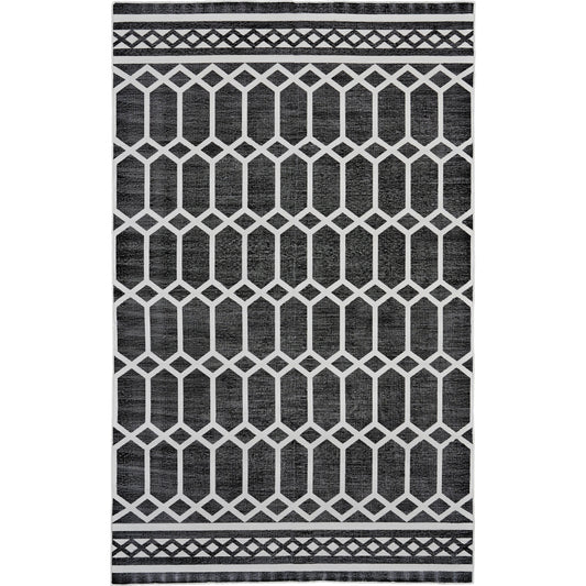 Granada Transitional Geometric Rug - I0519 by Feizy in black, white. Made from cotton in a unique style.