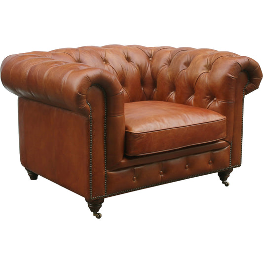 001 SI-2030353 | Primary Silo | Paris Club Chester Bay Chair by Pasargad Home in brown. Made from leather in a transitional style.