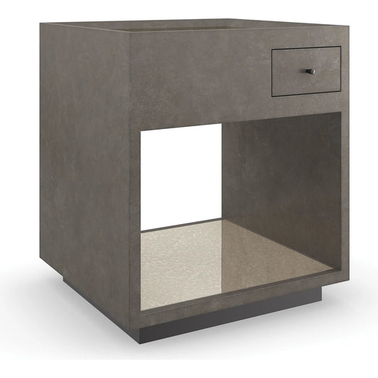 001 SI-2162901 | Primary Silo | Dark Matter End Table by Caracole in mirrored and twilight frost, almost black. Made from poplar, mirror in a transitional style.