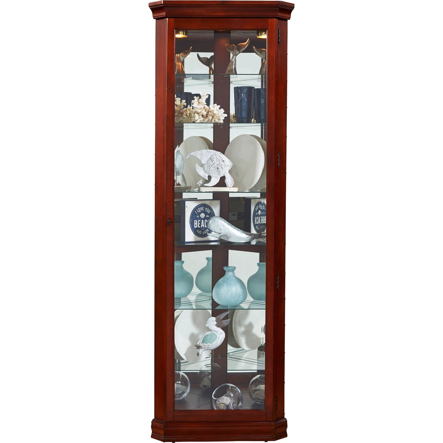 002 SI-2155499 | Additional Silo | Victorian Cherry Corner Curio by Pulaski Furniture in cherry brown. Made from select hardwoods in a traditional style.