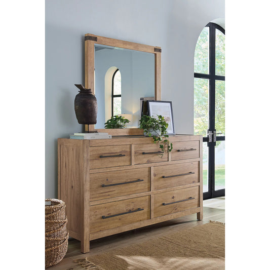 Vineyard Row Square Mirror by Hooker Furniture in light wood and sonoma. Made from unique in a transitional style.