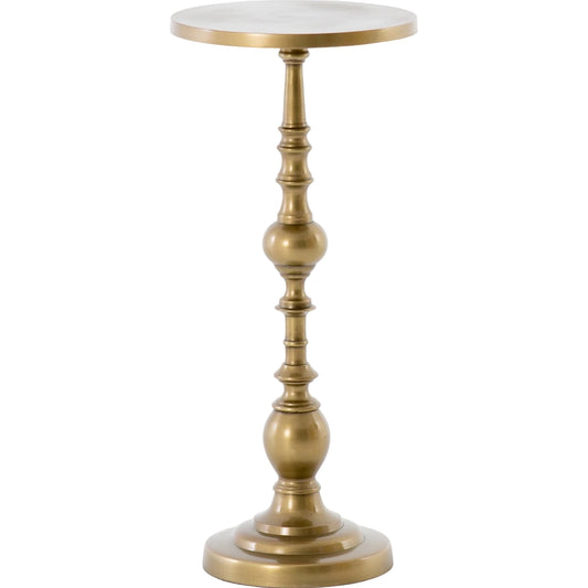 Calhoun End Table by Four Hands in antique brass. Made from aluminum, engineered hardwood in a transitional style.