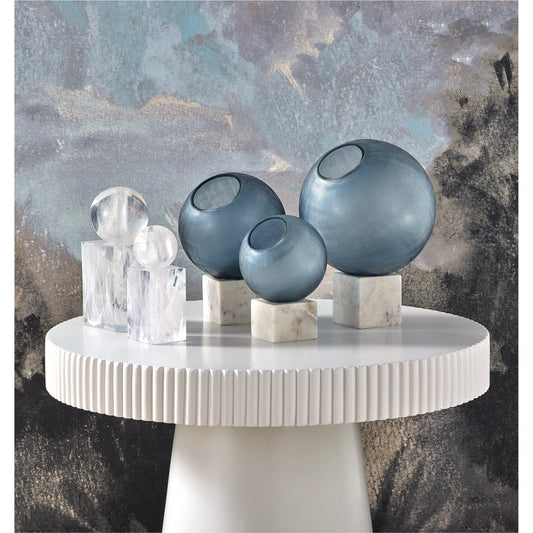 Nova Objects Set by Currey and Company in white swirl. Made from composite in a modern style.