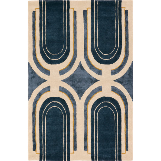 001 SI-2123567,SI-2123568,SI-2123569,SI-2123570 | Primary Silo | Iconic ICO16 Rug by Jaipur Living in navy, cream. Made from 60% viscose, 40% wool in a unique style.