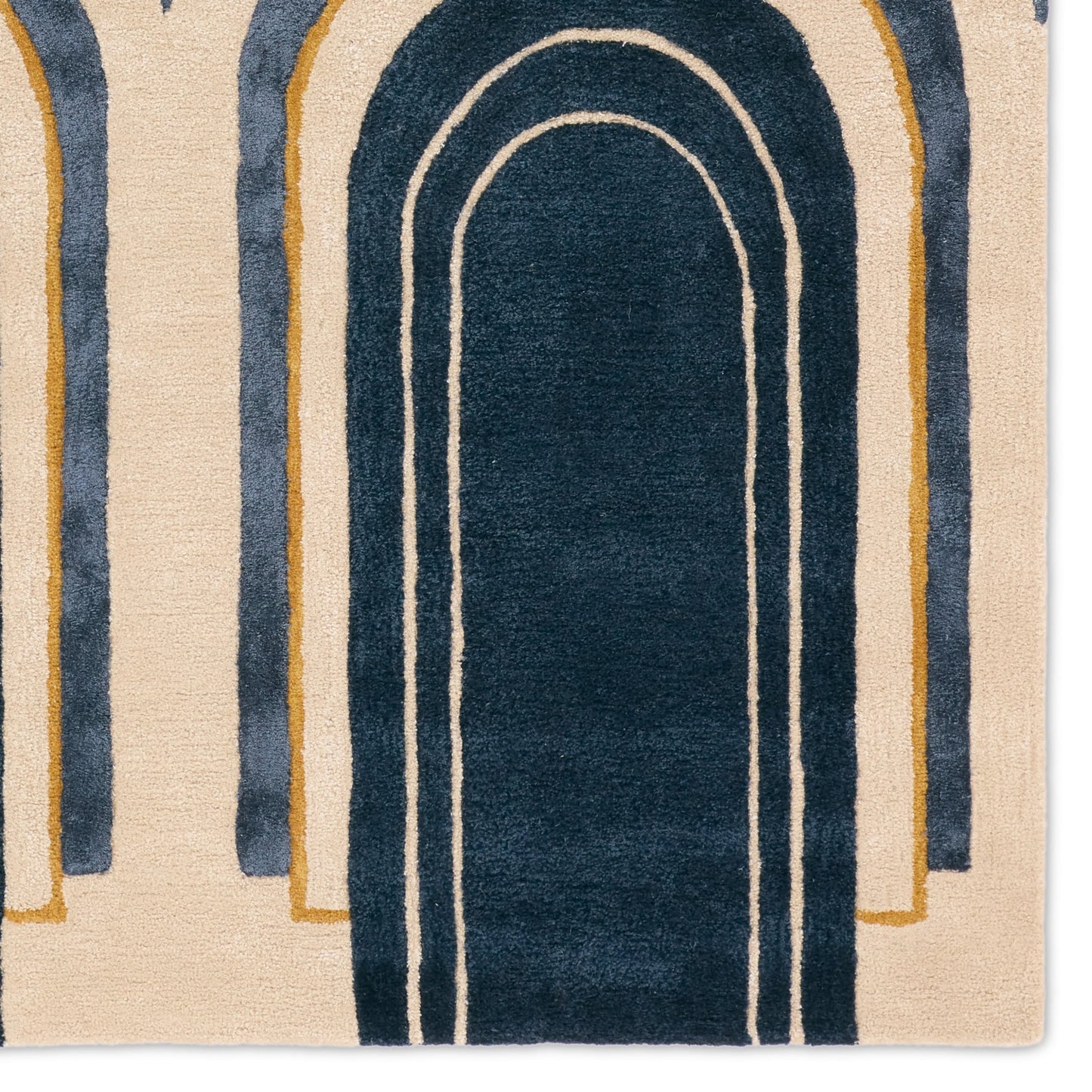 004 SI-2123567,SI-2123568,SI-2123569,SI-2123570 | Closeup | Iconic Partition Rug by Jaipur Living in navy, cream. Made from 60% viscose, 40% wool in a unique style.