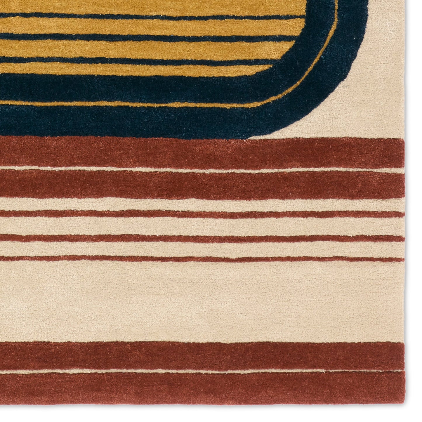 004 SI-2123571,SI-2123572,SI-2123573,SI-2123574 | Closeup | Iconic ICO17 Rug by Jaipur Living in navy, red. Made from 60% wool 40% viscose in a unique style.