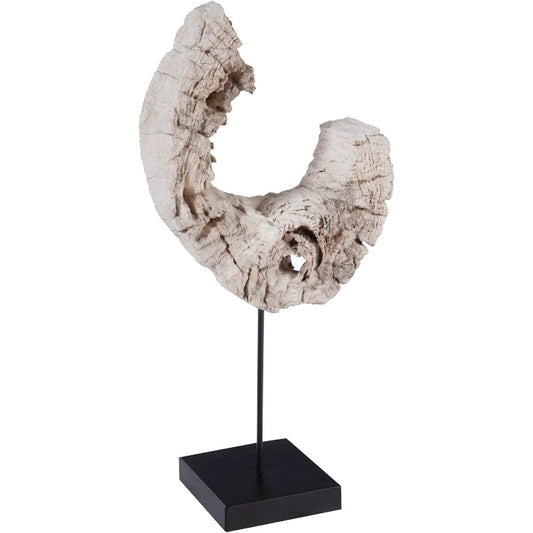 Eroded Wood C Sculpture on Stand by Phillips Collection in brown, black. Made from wood, metal in a modern style.