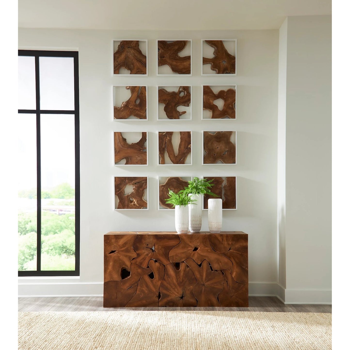 003 SI-1944976 | Lifestyle | Teak Slice Console by Phillips Collection in brown. Made from wood, teak in a modern style.
