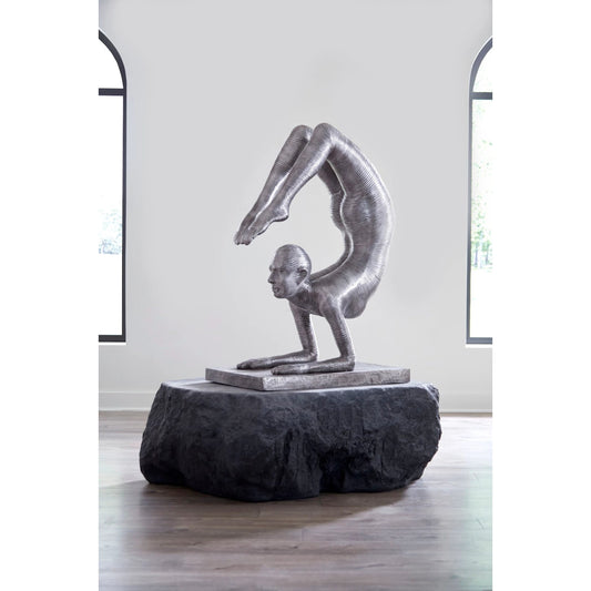 Handstand Scorpion Sculpture by Phillips Collection in silver. Made from metal, aluminum in a modern style.
