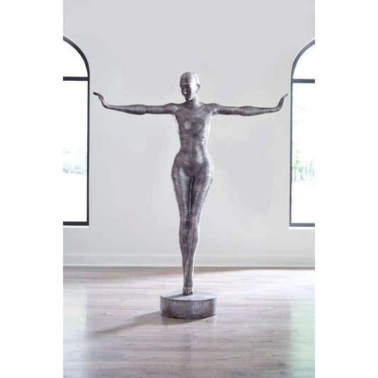 Outstretched Arms Standing Sculpture by Phillips Collection in silver. Made from metal, aluminum in a modern style.