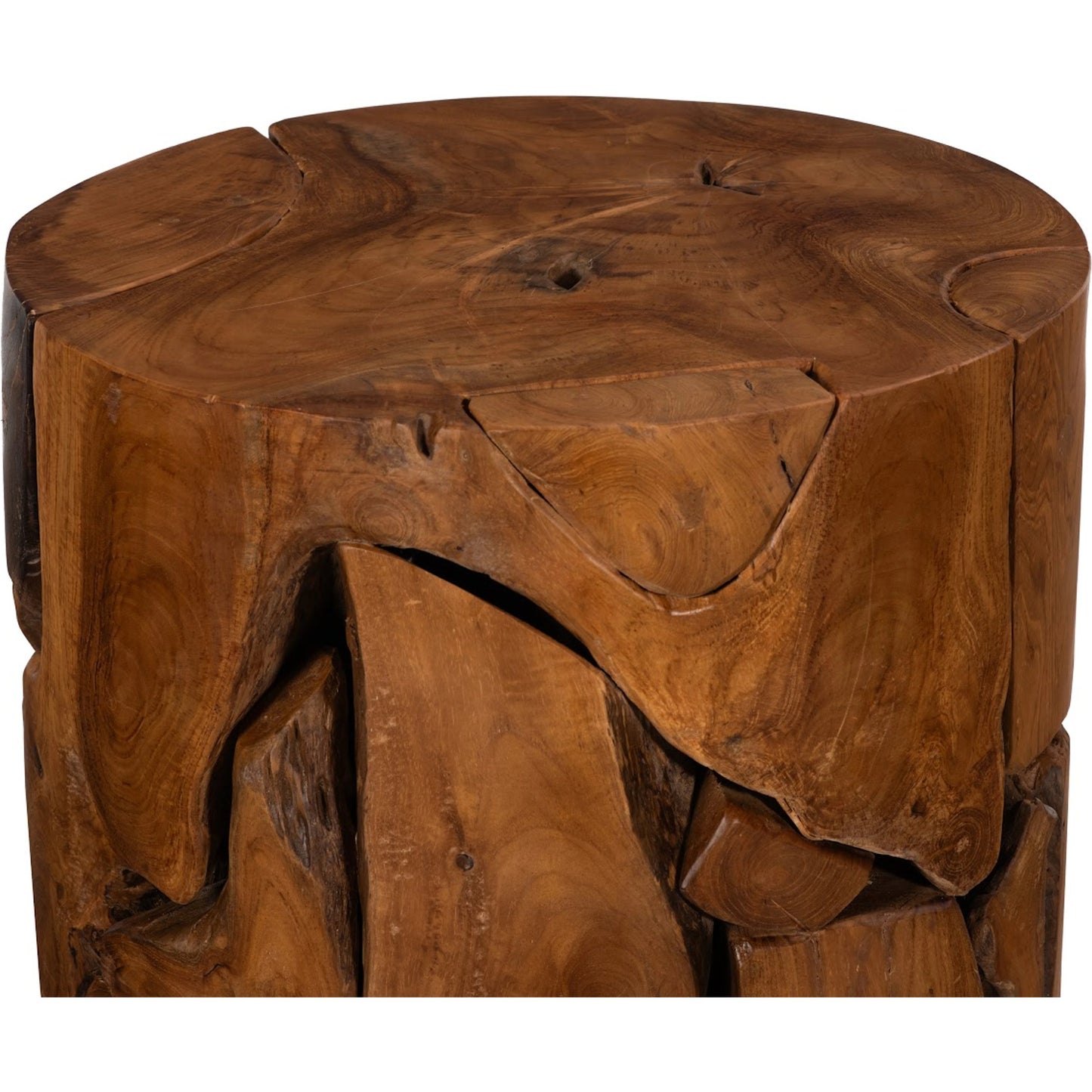 003 SR-939667 | Closeup | Teak Slice Round Stool by Phillips Collection in brown. Made from wood in a eclectic & global style.