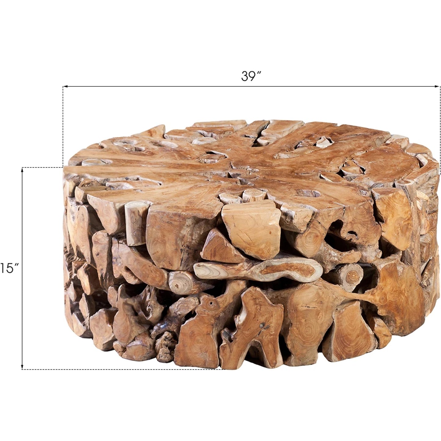 004 SR-821029 | Additional Silo | Teak Slice Round Coffee Table by Phillips Collection in brown. Made from wood in a eclectic & global style.