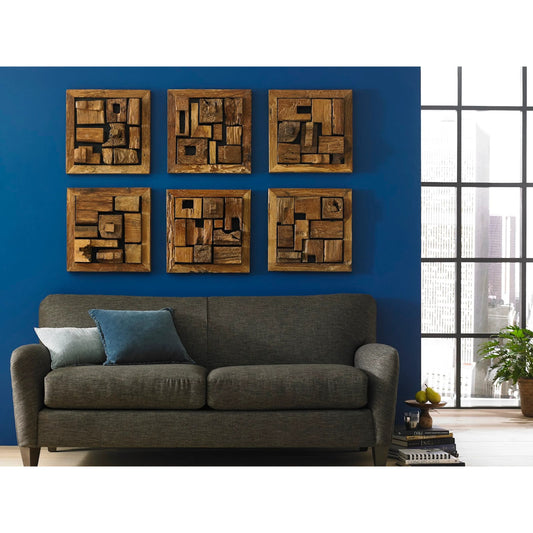 Asken Wall Tile by Phillips Collection in brown. Made from wood in a modern style.