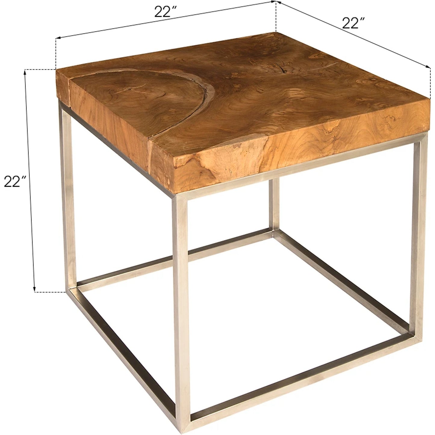 007 SR-939661 | Additional Silo | Teak Puzzle Side Table by Phillips Collection in brown, silver. Made from wood, teak metal, stainless steel in a eclectic & global style.