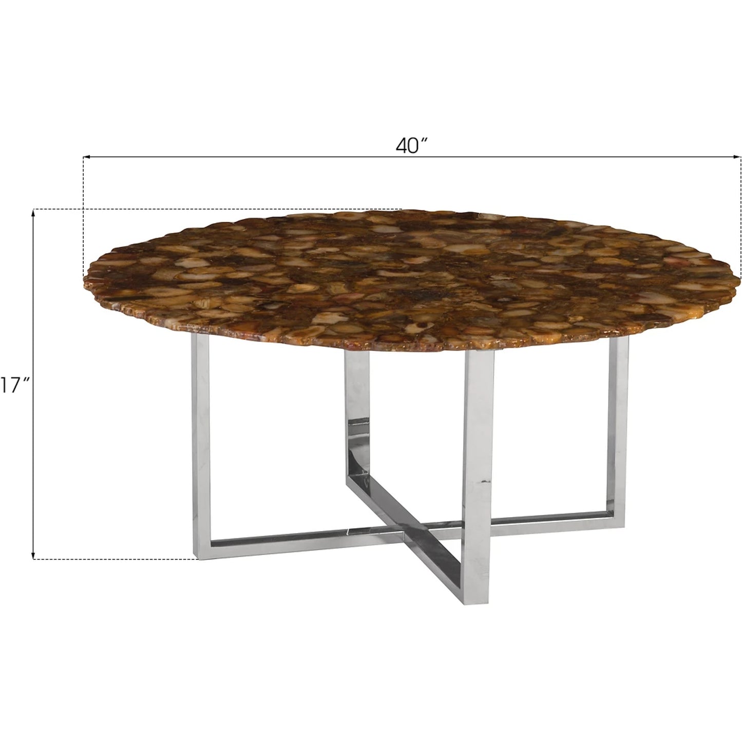 006 SR-819958 | Additional Silo | Agate Round Coffee Table by Phillips Collection in silver, brown. Made from stone in a modern style.
