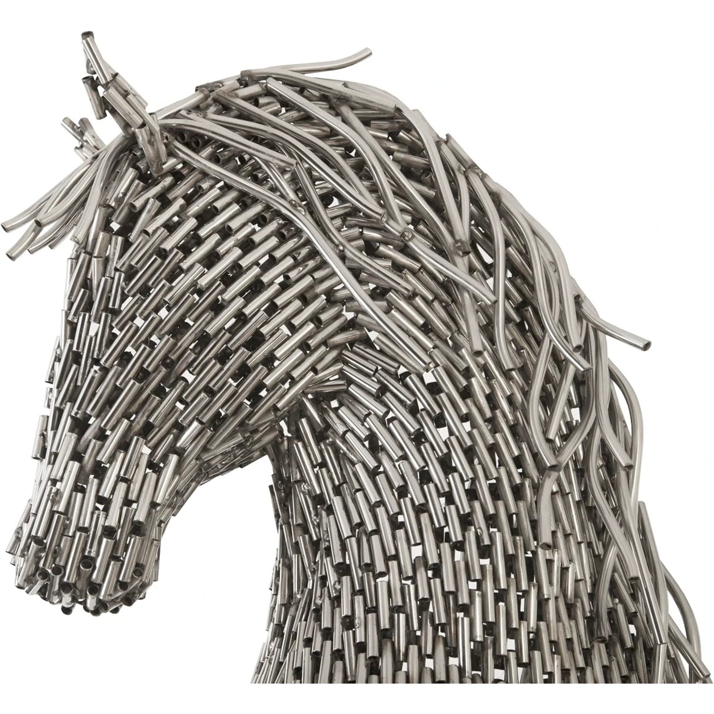 003 SR-939505 | Closeup | Rearing Horse Pipe Sculpture by Phillips Collection in silver and silver. Made from metal in a eclectic & global style.