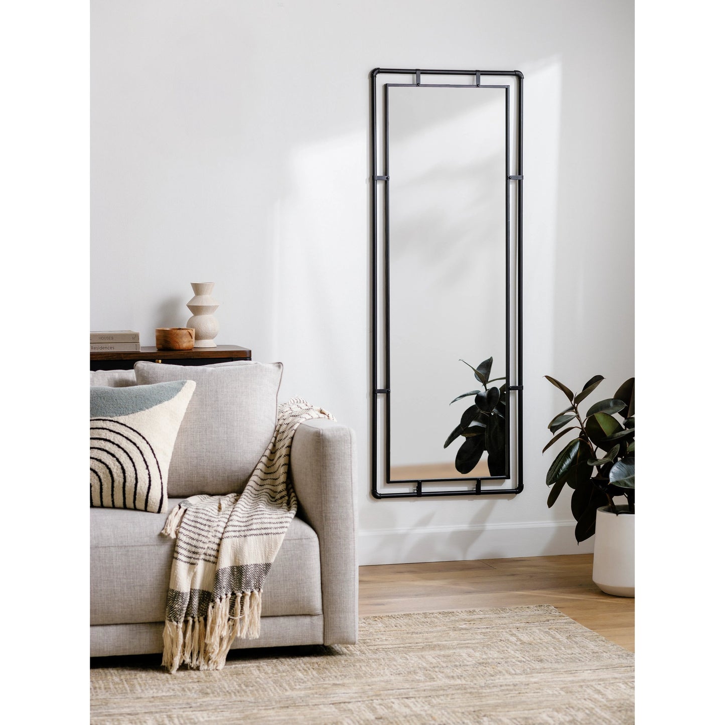 003 SI-2164717 | Lifestyle | Indus Full Length Mirror - 530746 by Surya in black and painted. Made from iron in a modern style.